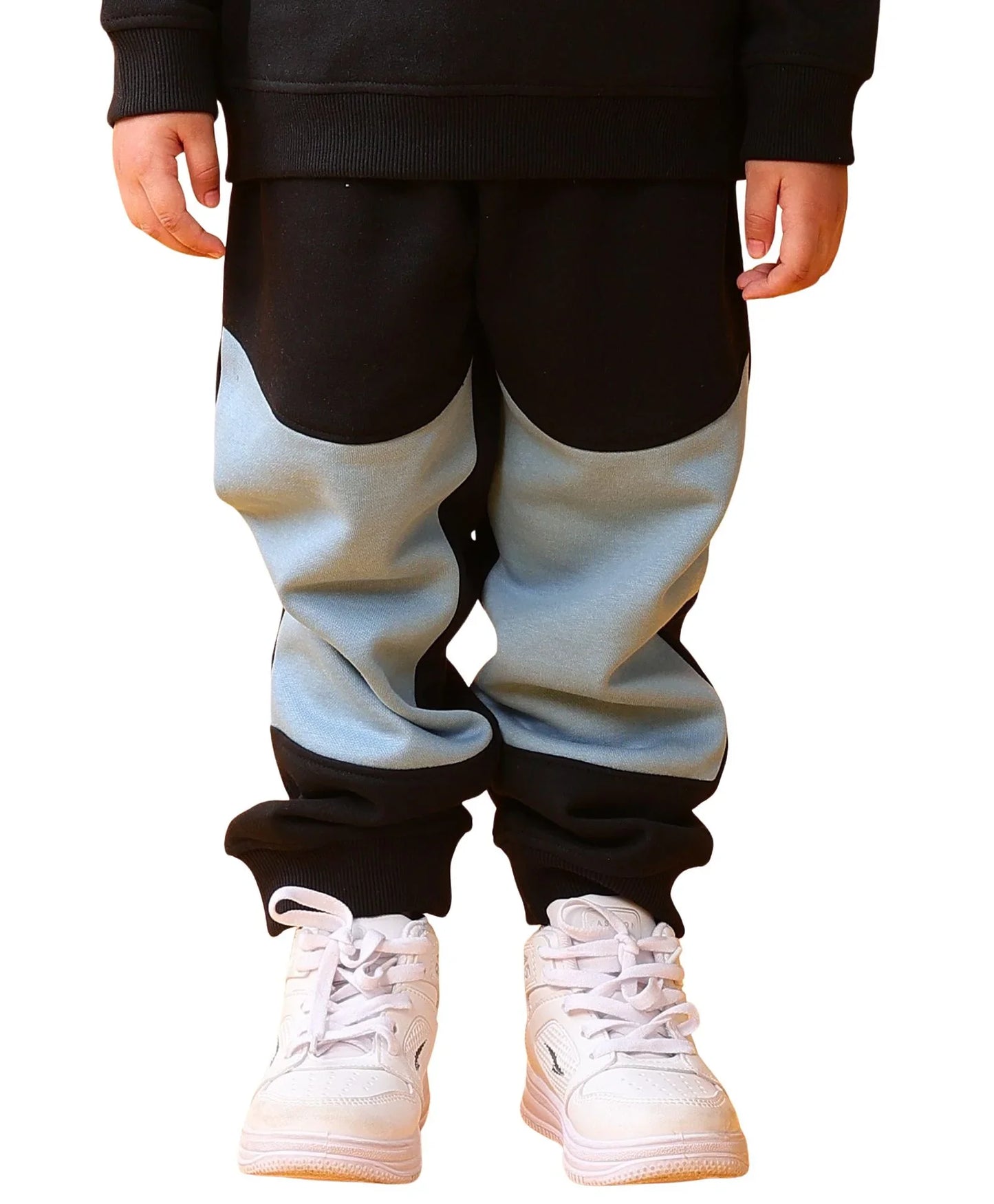 BLACK BLUE INTERLOCK BOYS FLEECE JOGGER - BLACK