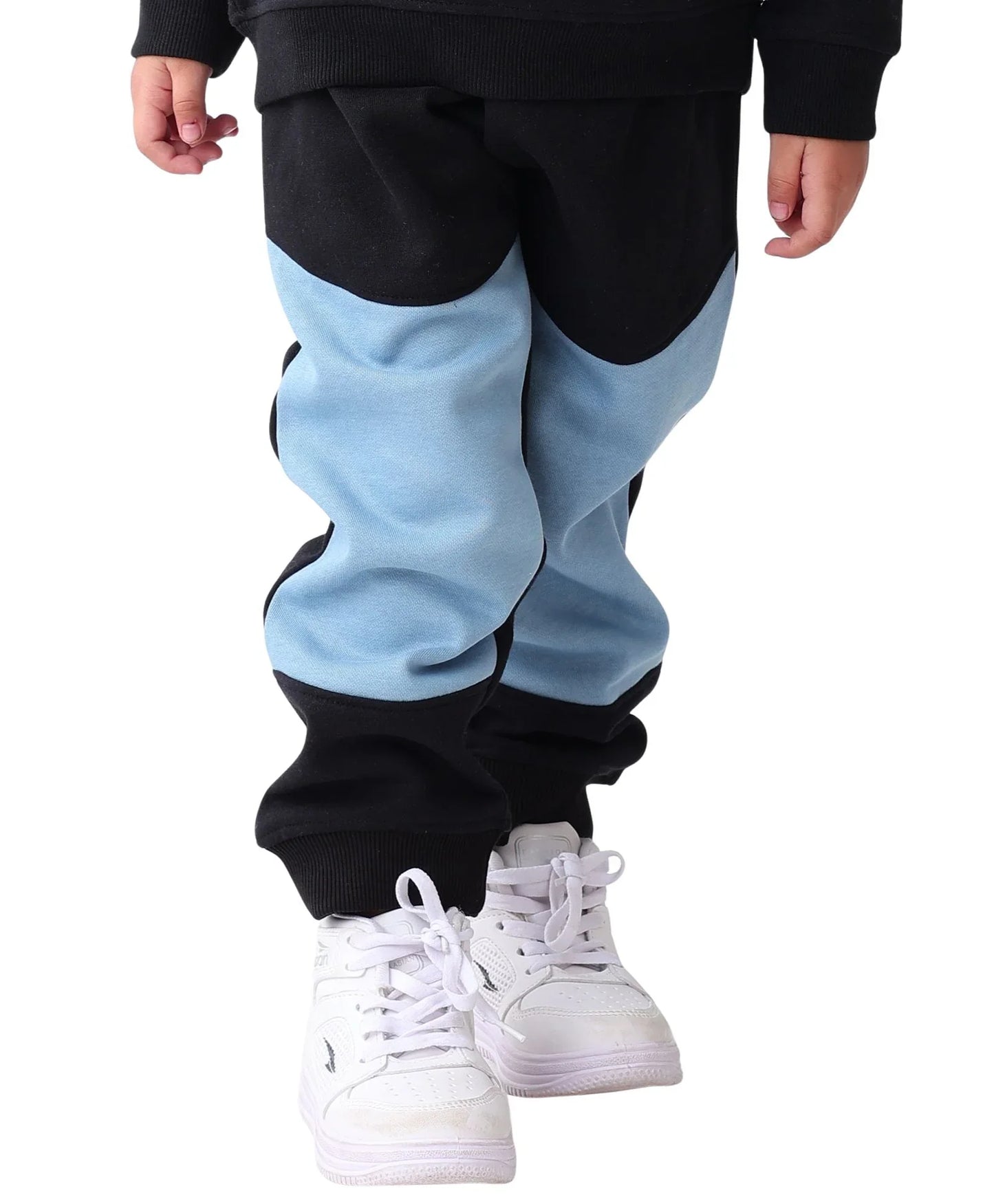 BLACK BLUE INTERLOCK BOYS FLEECE JOGGER - BLACK