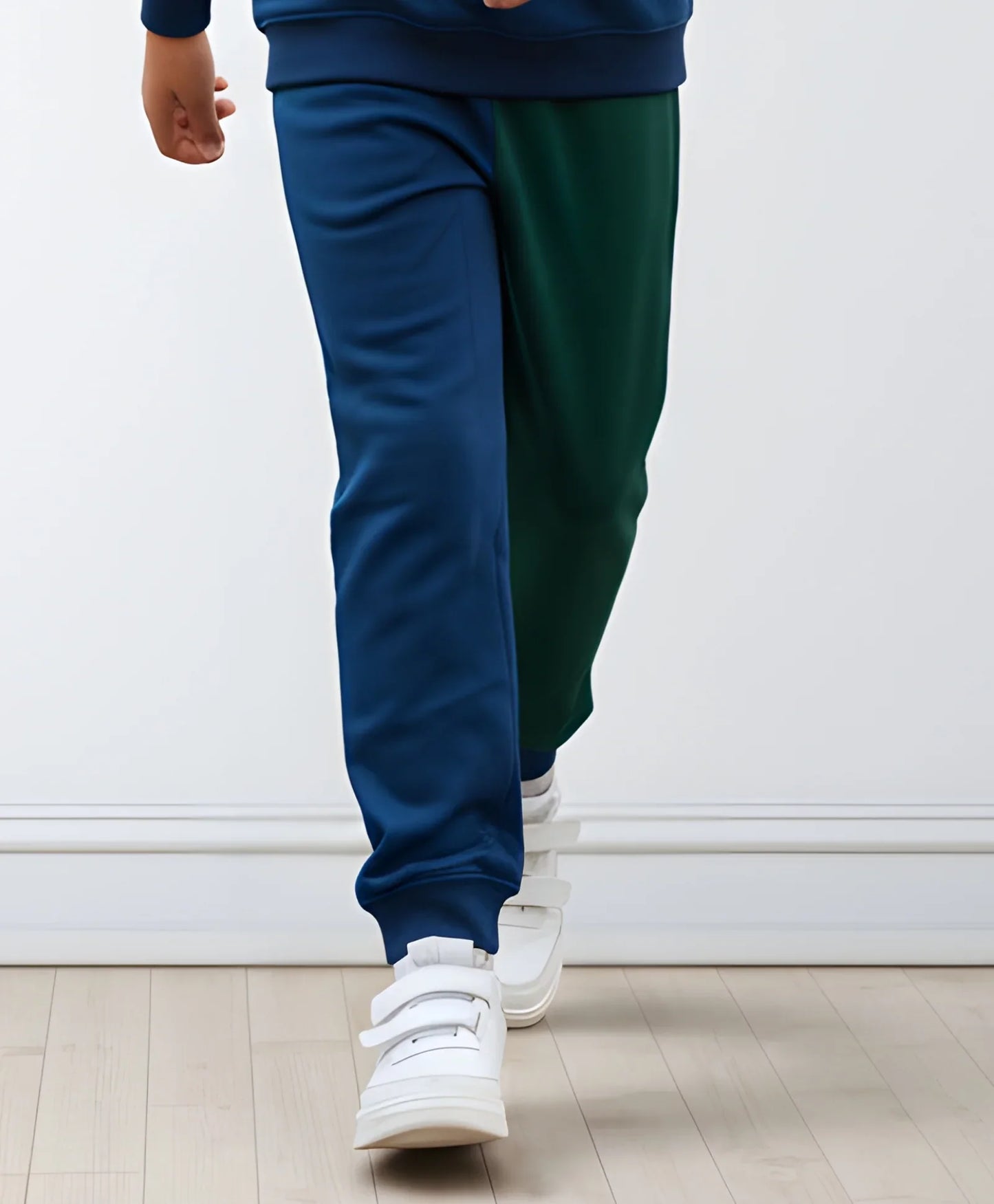 NAVY GREEN COLOR BLOCK FLEECE JOGGER - NAVY
