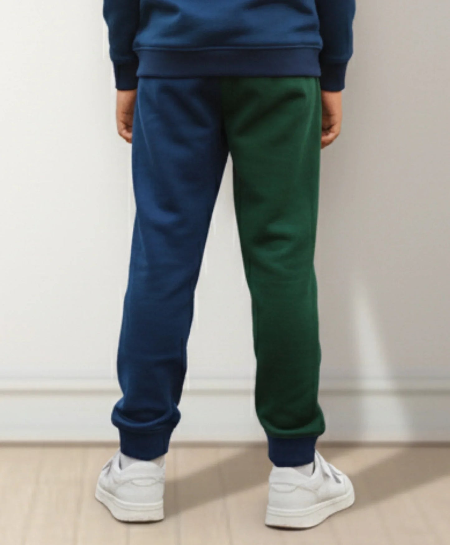 NAVY GREEN COLOR BLOCK FLEECE JOGGER - NAVY