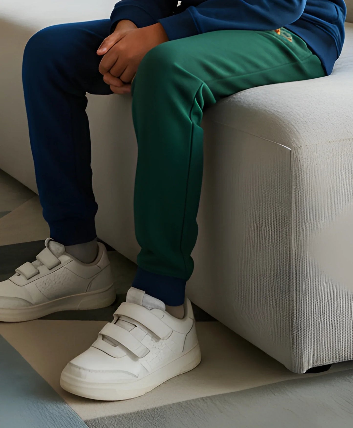 NAVY GREEN COLOR BLOCK FLEECE JOGGER - NAVY