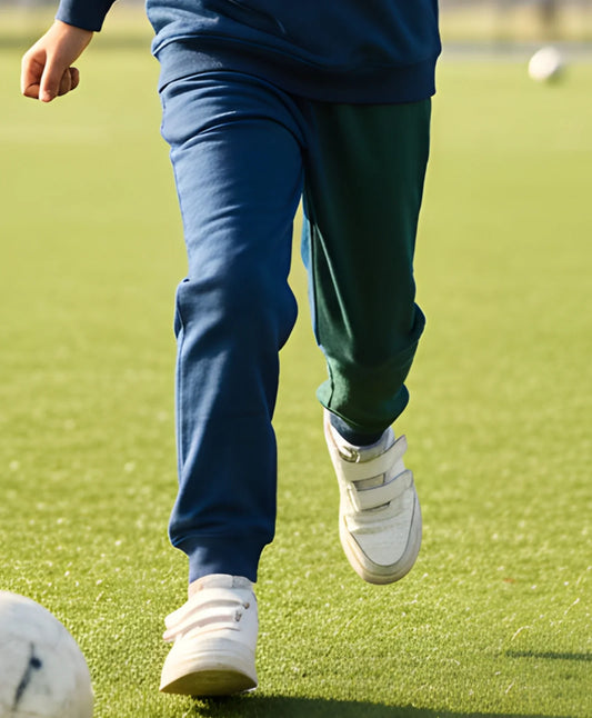 NAVY GREEN COLOR BLOCK FLEECE JOGGER - NAVY