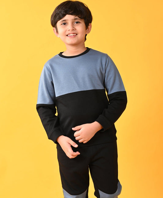 BLACK BLUE INTERLOCK BOYS SWEATSHIRT - BLACK - Anthrilo 