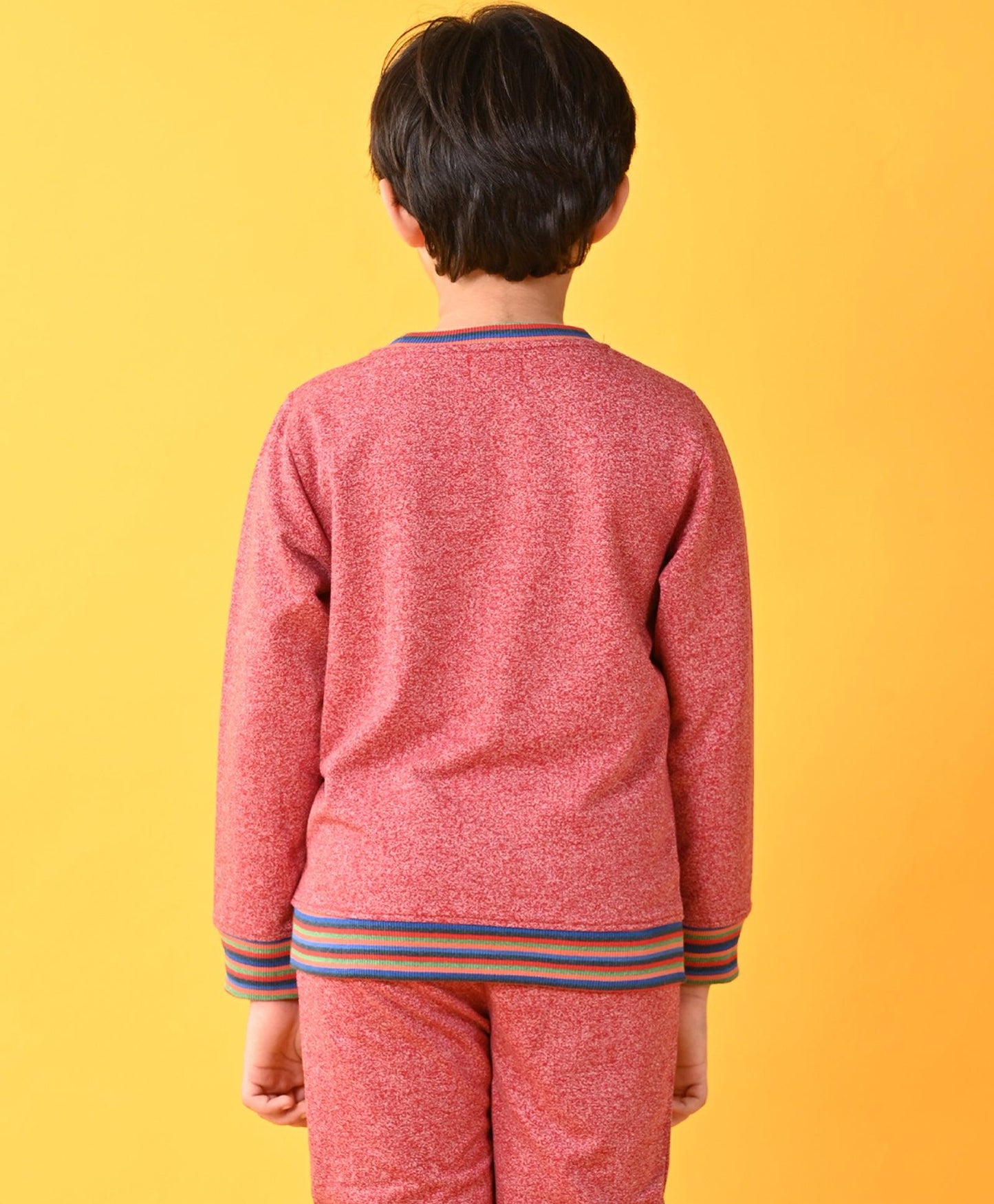 RED SPACE DYED RIBBED FLEECE SWEATSHIRT - RED - Anthrilo 