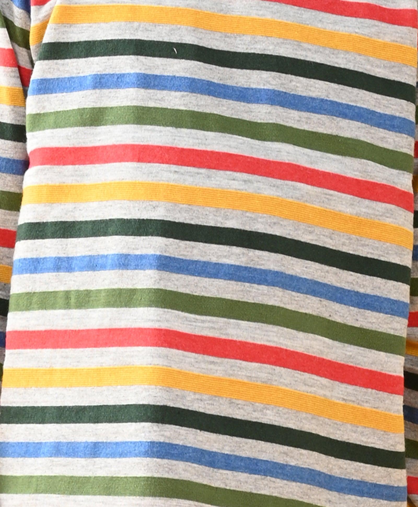 MULT STRIPE GREY MELANGE LONG SLEEVE PYJAMA SET - MULTICOLOR - Anthrilo 