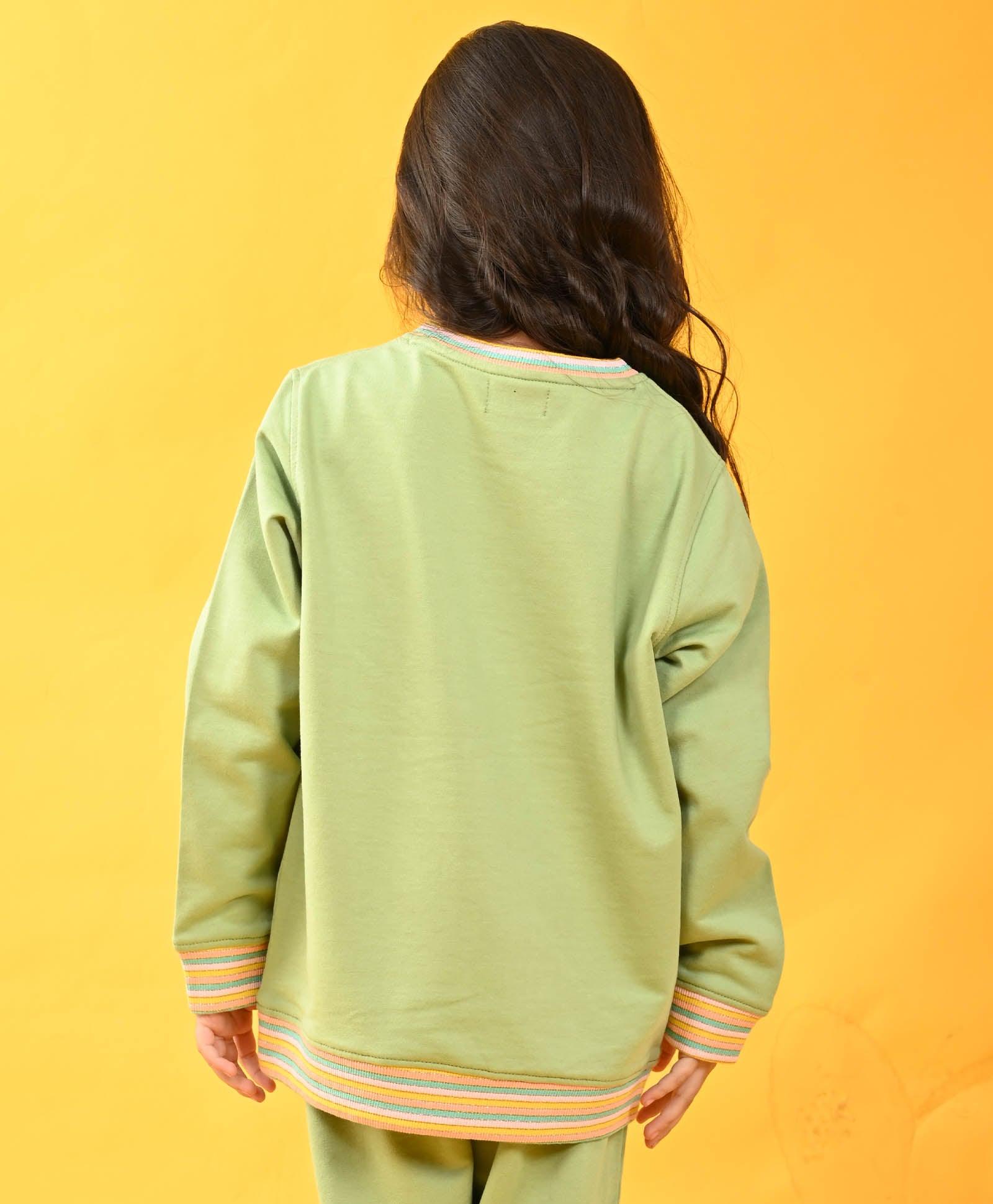 PASTEL GREEN HEART TERRY SWEATSHIRT - GREEN - Anthrilo 