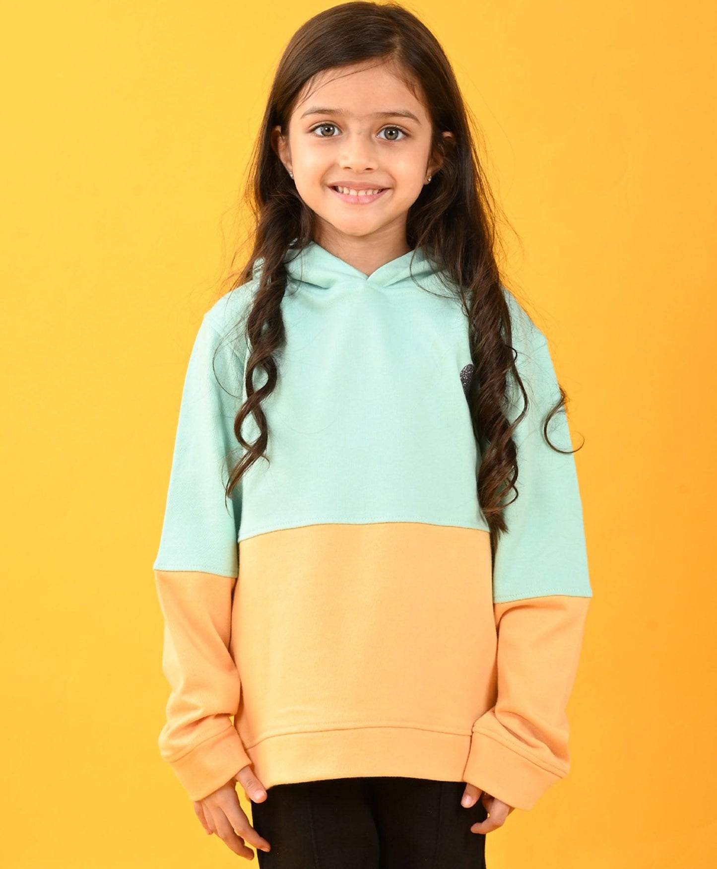 PEACH AND AQUA GIRLS TERRY HOODIE - PEACH - Anthrilo 