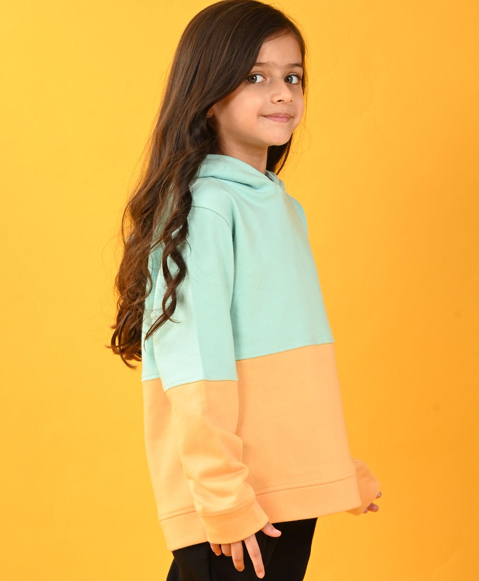 PEACH AND AQUA GIRLS TERRY HOODIE - PEACH - Anthrilo 