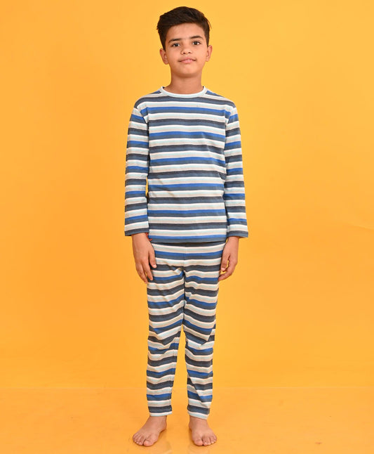 ANTHRA MELANGE SKY STRIPED LONG SLEEVES PYJAMA SET - Anthrilo 