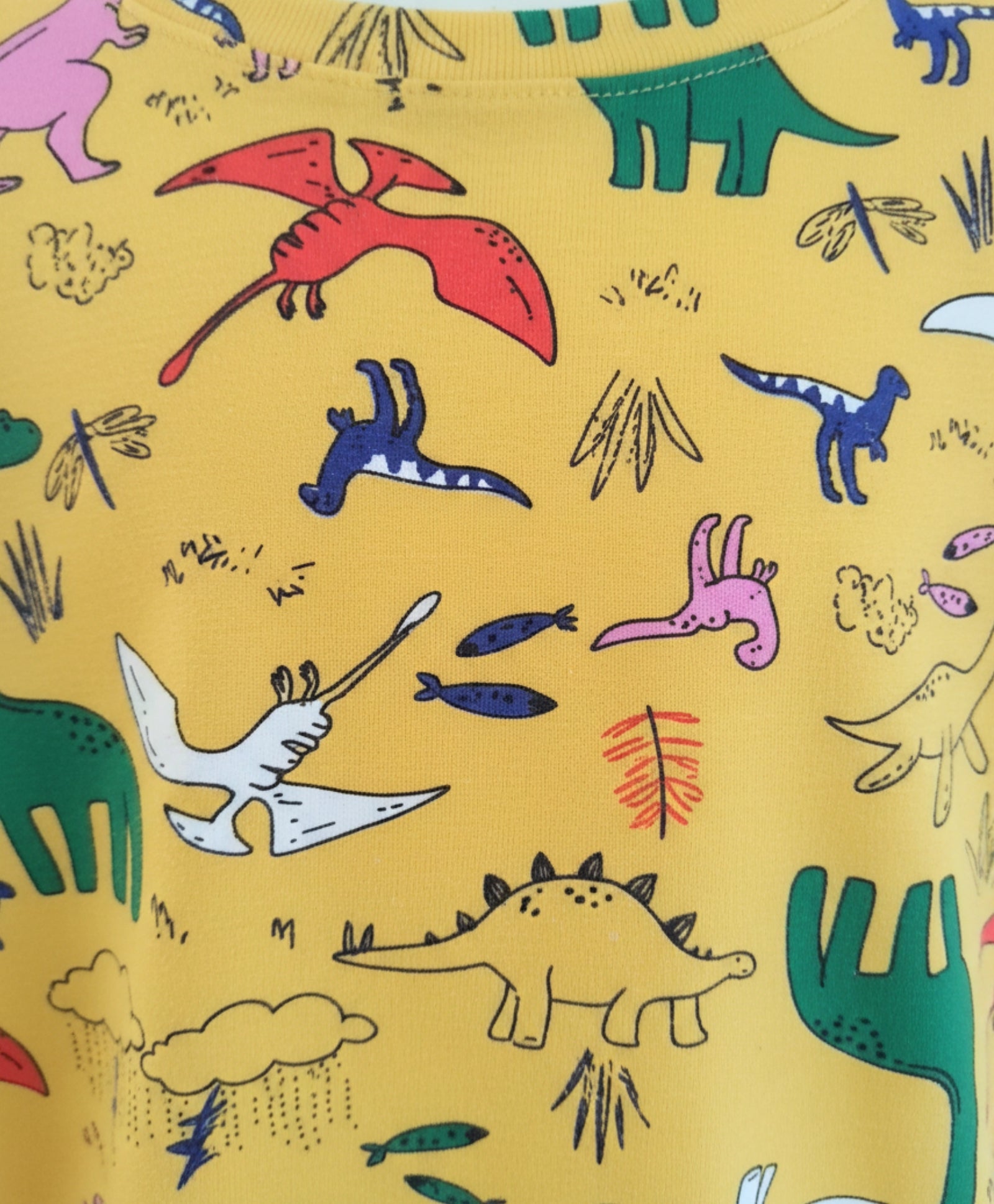 RAINING DINOSAUR LONG SLEEVES PYJAMA SET - YELLOW - Anthrilo 