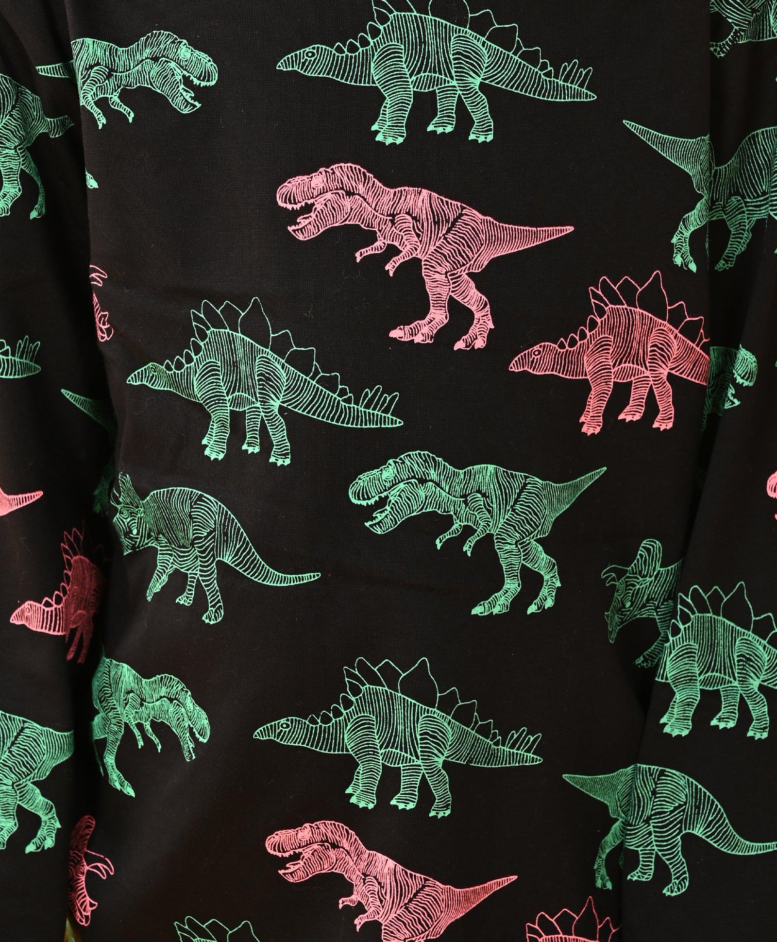 DINOSAUR BLACK LONG SLEEVES PYJAMA SET - BLACK - Anthrilo 