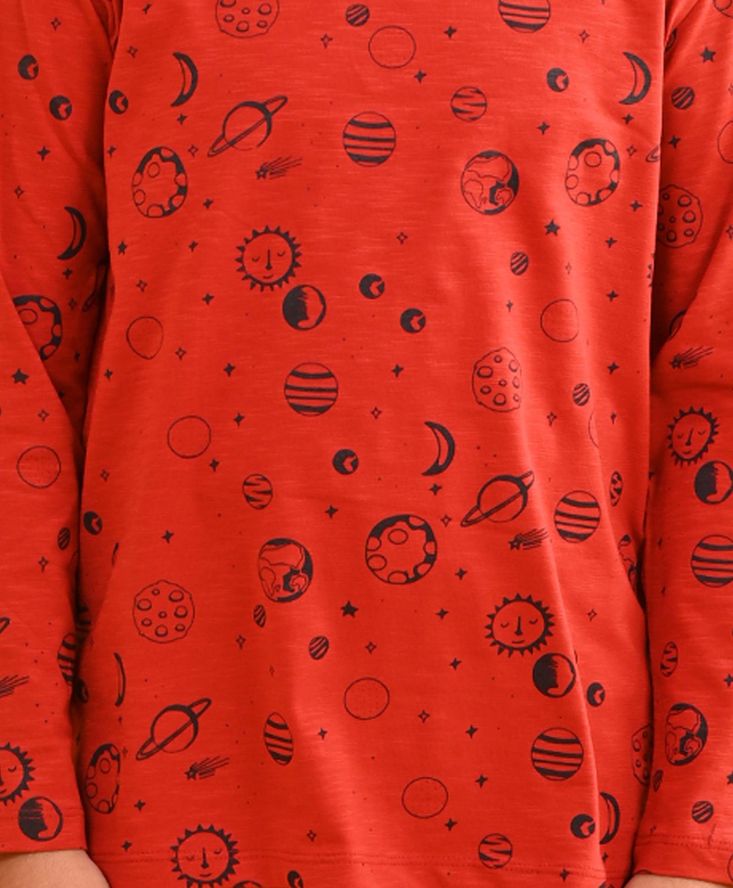 RED SOLAR SYSTEM LONG SLEEVES PYJAMA SET - RED