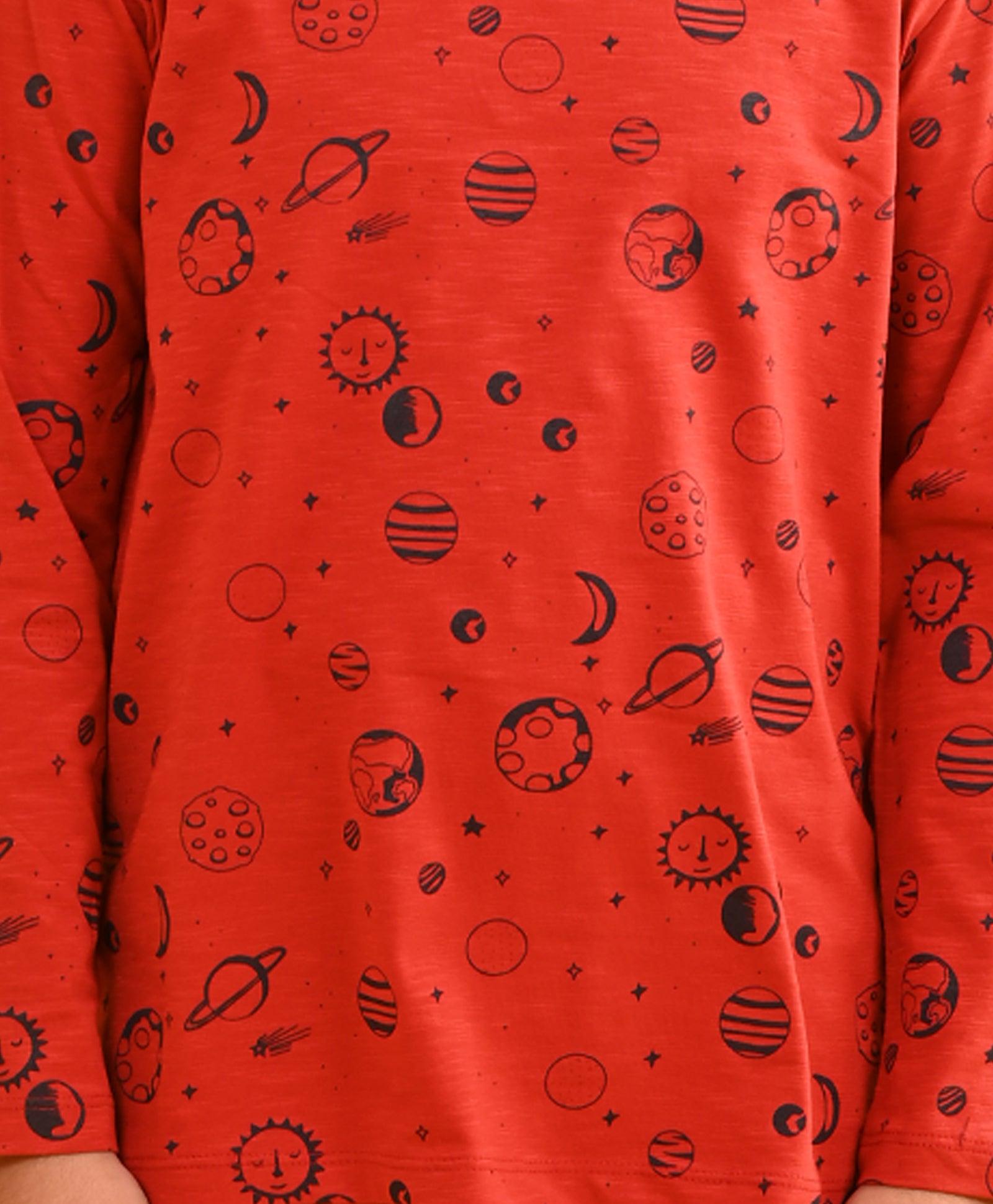 RED SOLAR SYSTEM LONG SLEEVES PYJAMA SET - RED - Anthrilo 