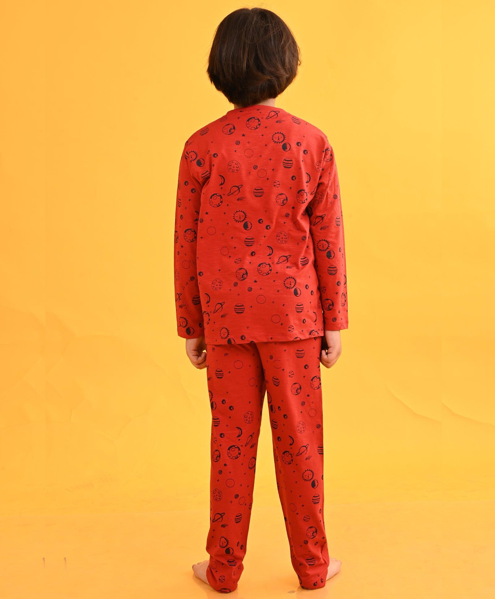 RED SOLAR SYSTEM LONG SLEEVES PYJAMA SET - RED - Anthrilo 