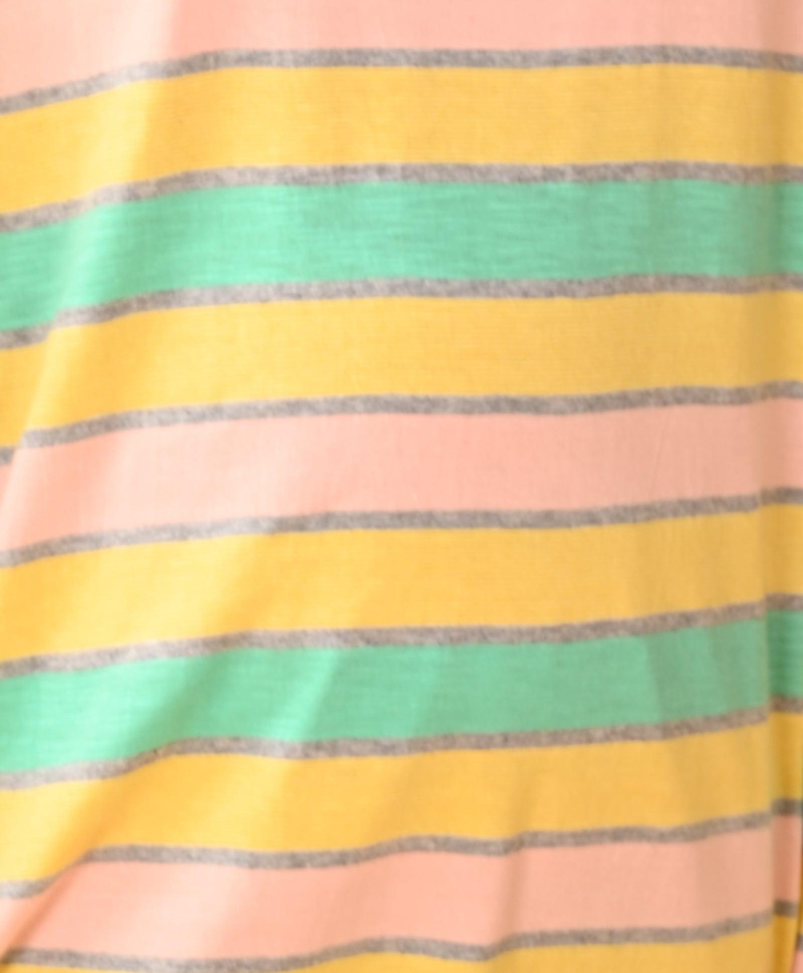 PEACH AQUA YELLOW GREY STRIPED LONG SLEEVES GIRLS PYJAMA SET - Anthrilo 