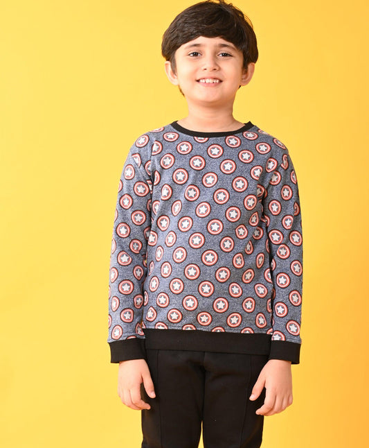 ROUND STAR TERRY BOYS SWEATSHIRT - BLACK - Anthrilo 