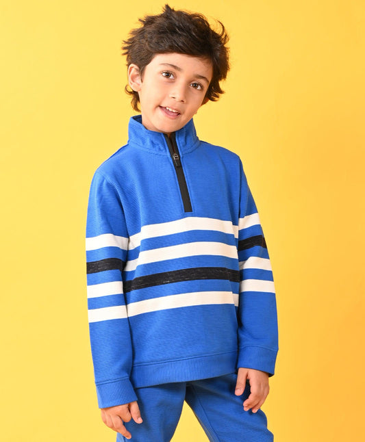 ROYAL STRIPER HALF ZIPPER BOYS SWEATSHIRT - ROYAL - Anthrilo 
