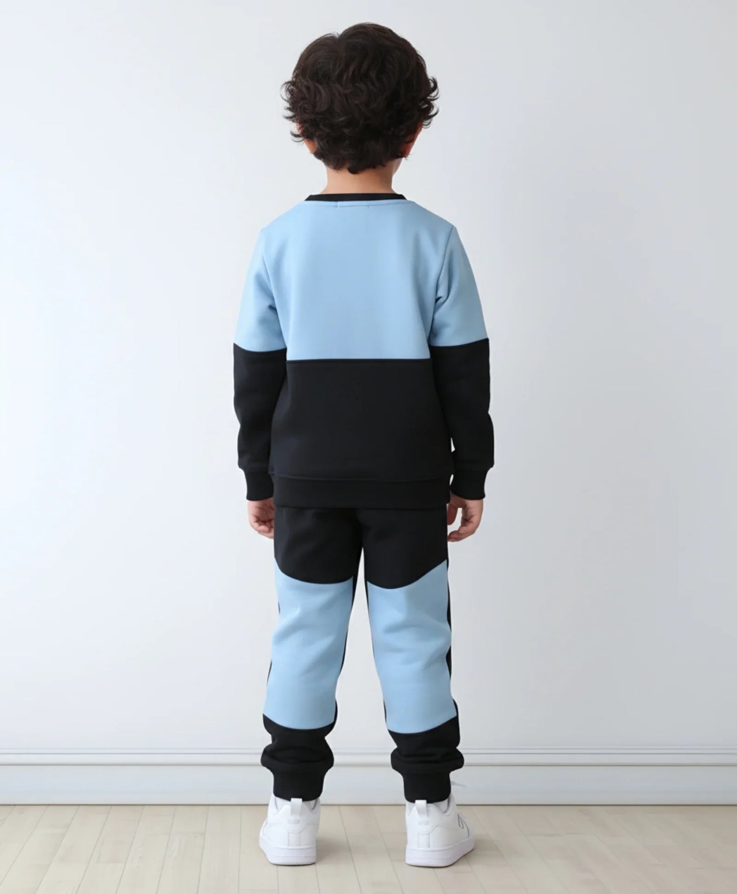 BLACK BLUE INTERLOCK BOYS FLEECE JOGGER SET - BLACK/BLUE