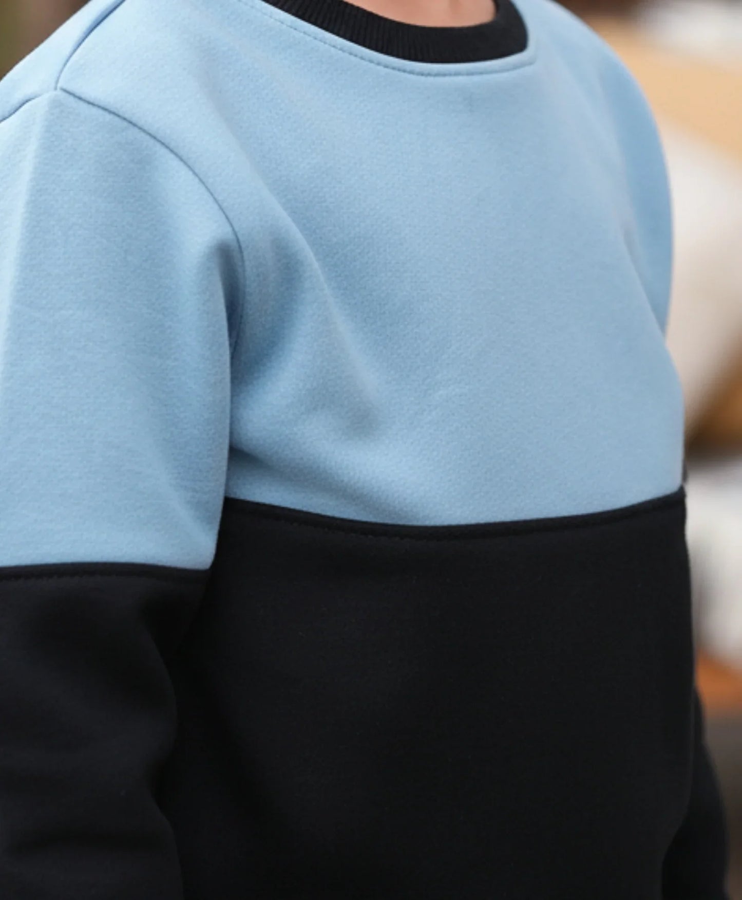 BLACK BLUE INTERLOCK BOYS FLEECE JOGGER SET - BLACK/BLUE