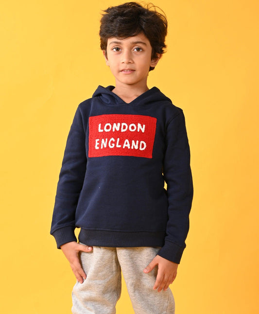 LONDON ENGLAND FLEECE BOYS HOODIE - NAVY - Anthrilo 