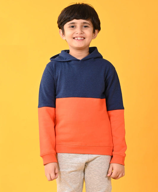 ORANGE NAVY COLOR BLOCK BOYS HOODIE - NAVY - Anthrilo 