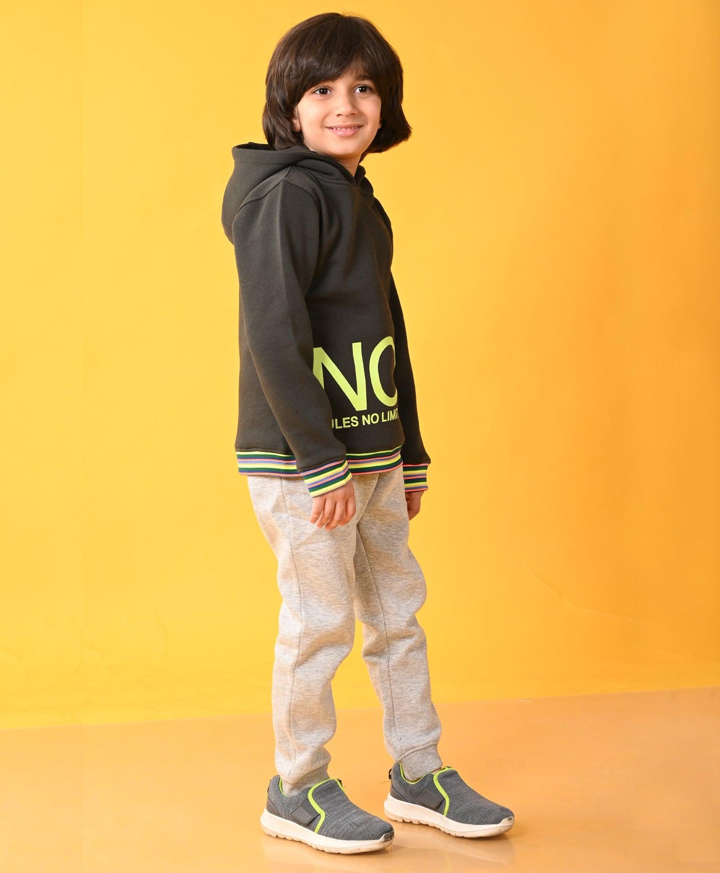 NO RULES HOODIE GREY FLEECE JOGGER SET - OLIVE / GREY