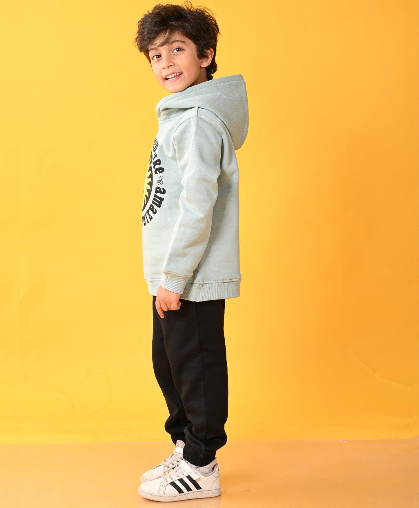 OIL GREEN SUN ADVENTURE BLACK FLEECE HOODIE JOGGER SET - OIL GREEN / BLACK - Anthrilo 