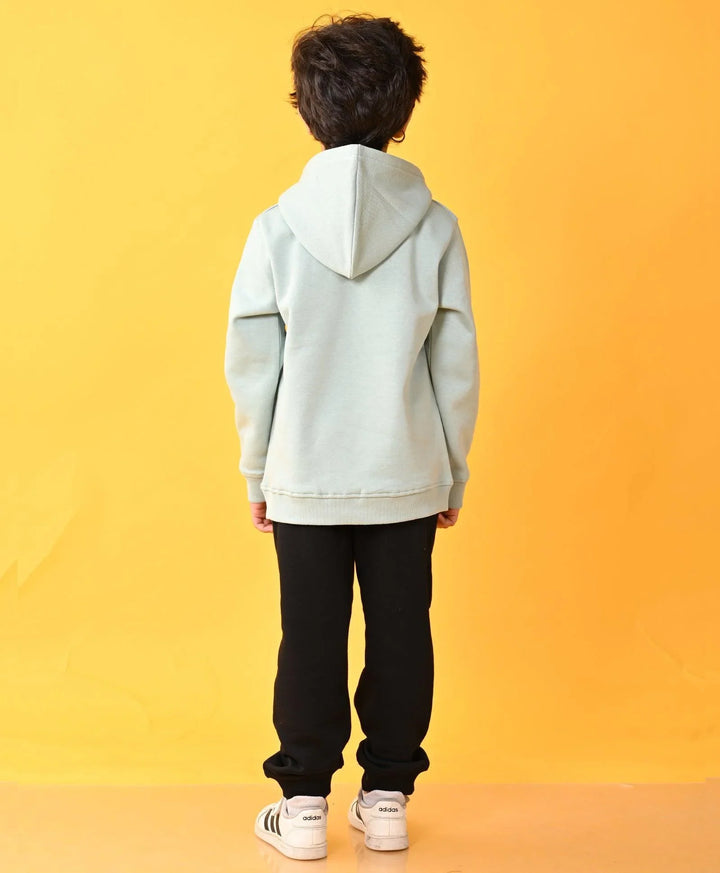 OIL GREEN SUN ADVENTURE BLACK FLEECE HOODIE JOGGER SET - OIL GREEN / BLACK - Anthrilo 