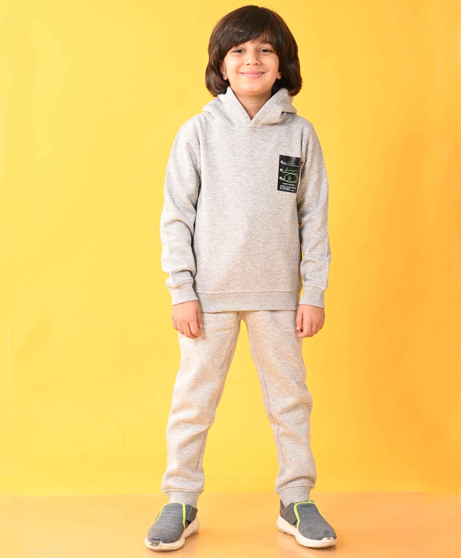 SPORTY COLLECTION FLEECE BOYS HOODIE JOGGER SET - GREY - Anthrilo 