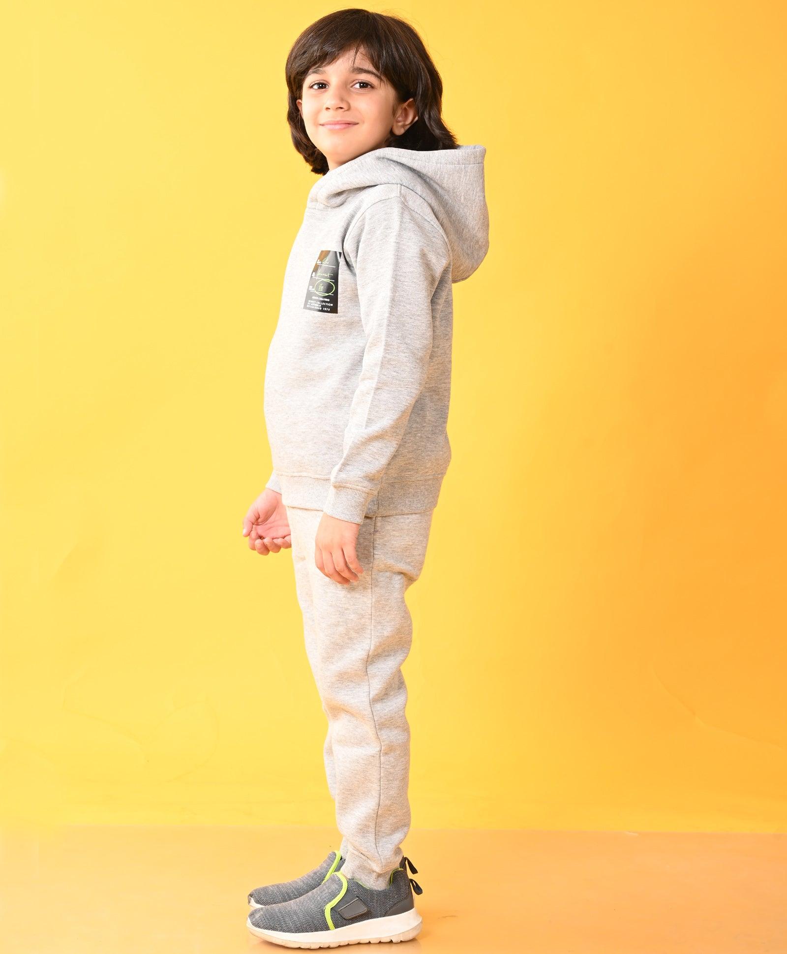 SPORTY COLLECTION FLEECE BOYS HOODIE JOGGER SET - GREY - Anthrilo 