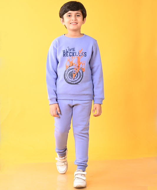 LIVE RECKLESS FLEECE SWEATSHIRT JOGGER SET - BLUE