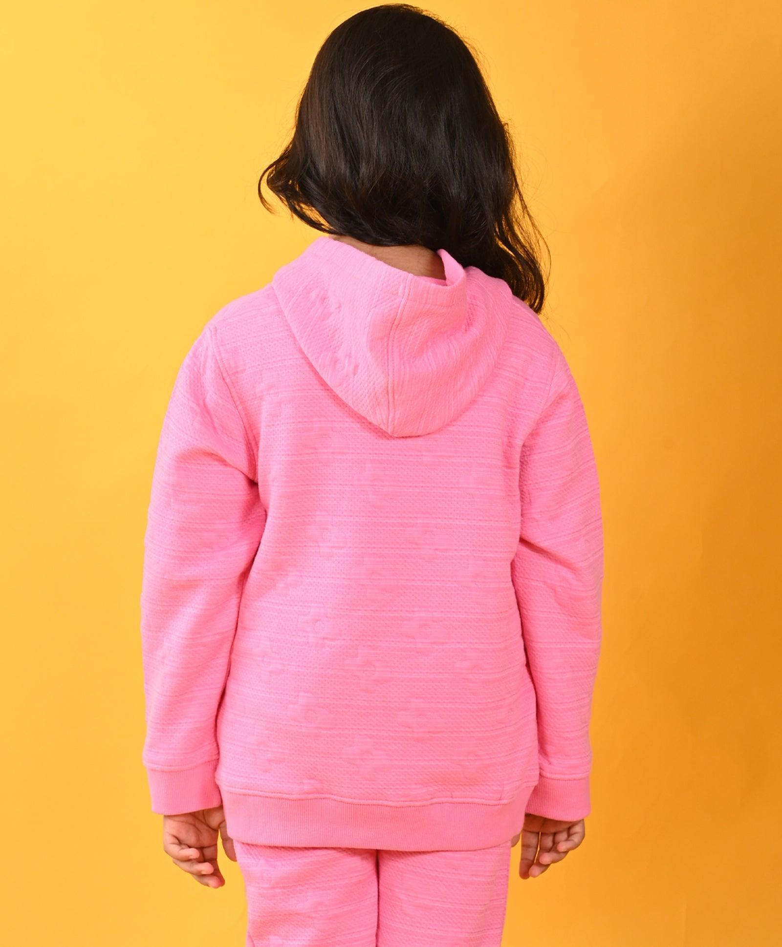 PINK FLOWER QUILTED GIRLS HOODIE - PINK - Anthrilo 