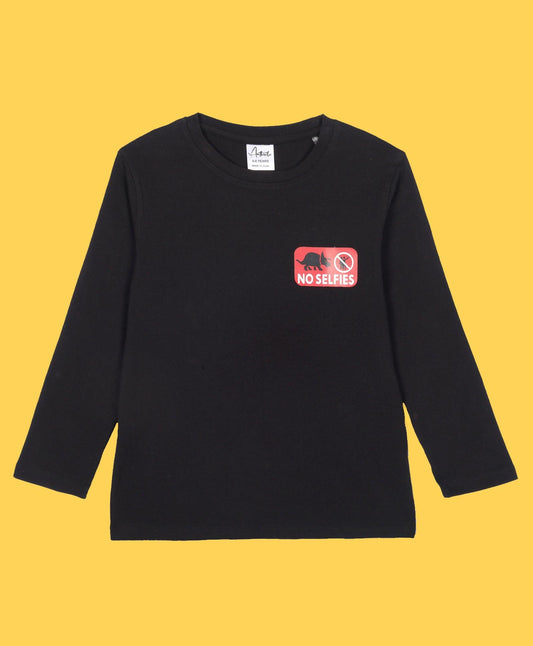 NO SELFIES BOYS LONG SLEEVE T-SHIRT - BLACK - Anthrilo 