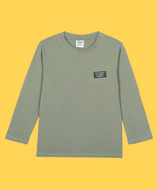 NEWYORK BOYS LONG SLEEVE T-SHIRT - OLIVE MEL - Anthrilo 