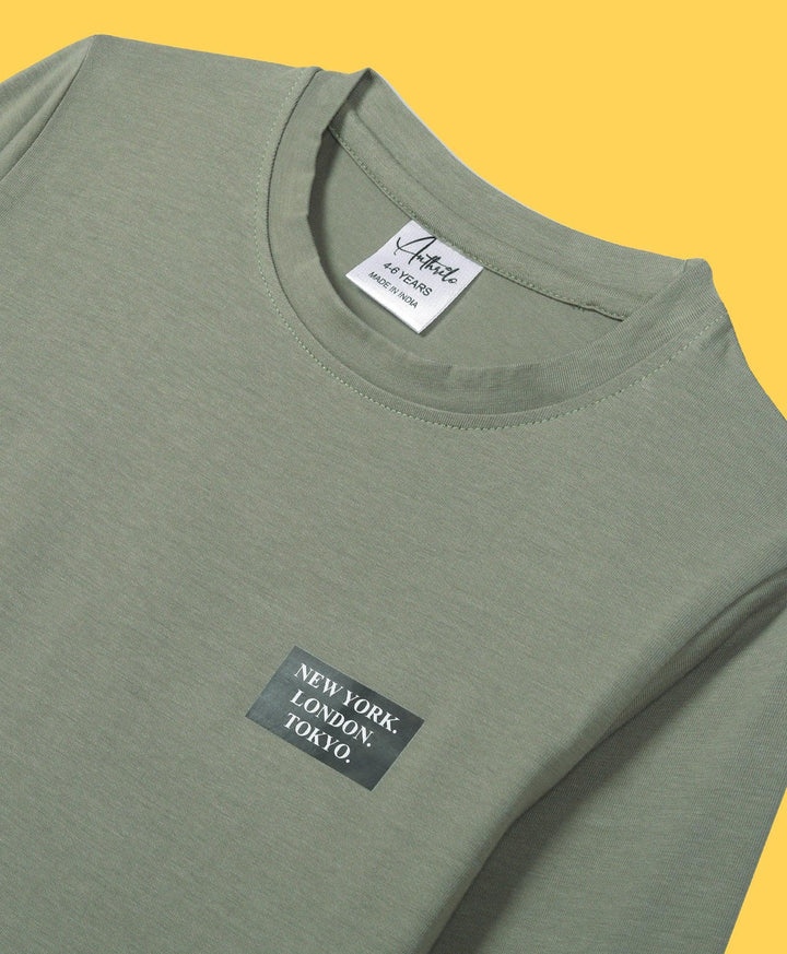 NEWYORK BOYS LONG SLEEVE T-SHIRT - OLIVE MEL - Anthrilo 