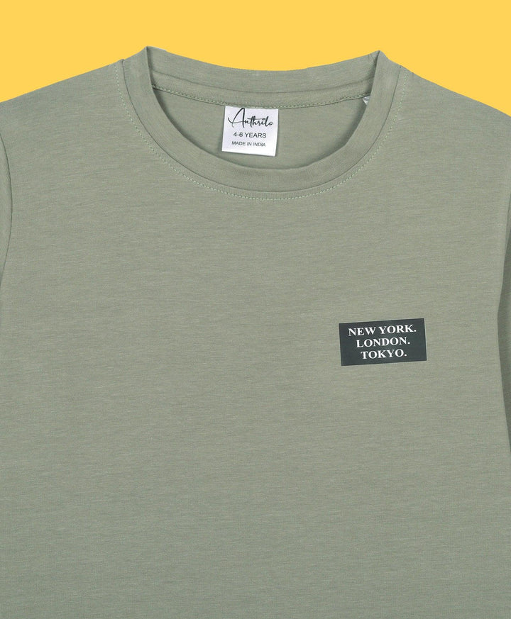 NEWYORK BOYS LONG SLEEVE T-SHIRT - OLIVE MEL - Anthrilo 