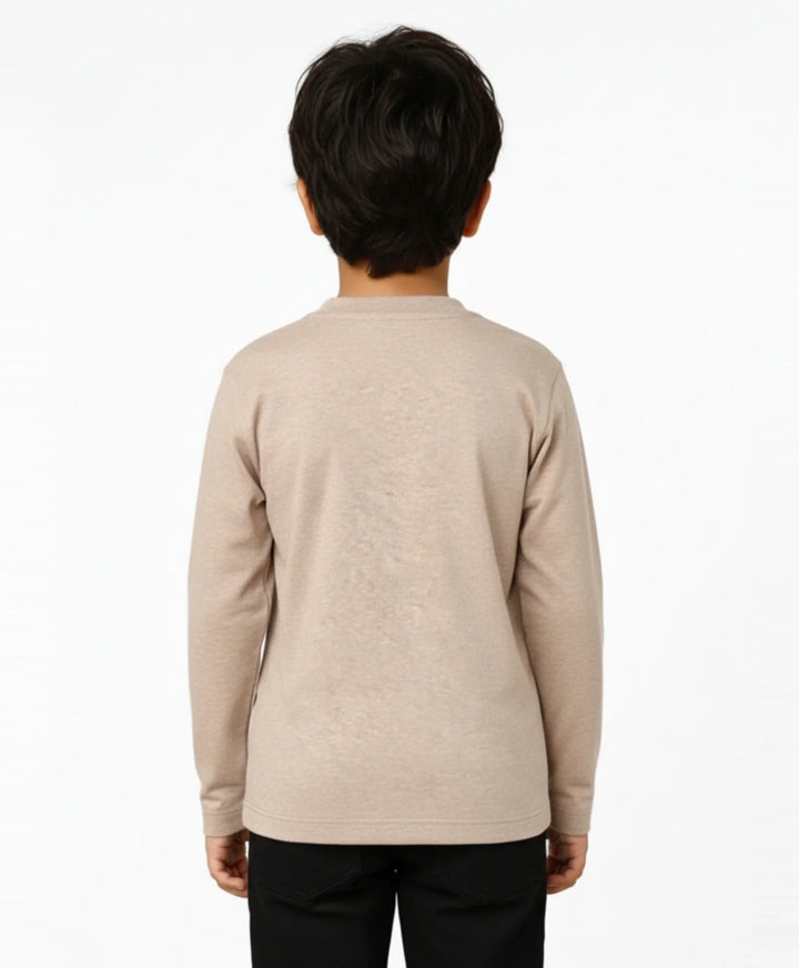 NEWYORK BOYS LONG SLEEVE T-SHIRT - BEIGH SLUB - Anthrilo 