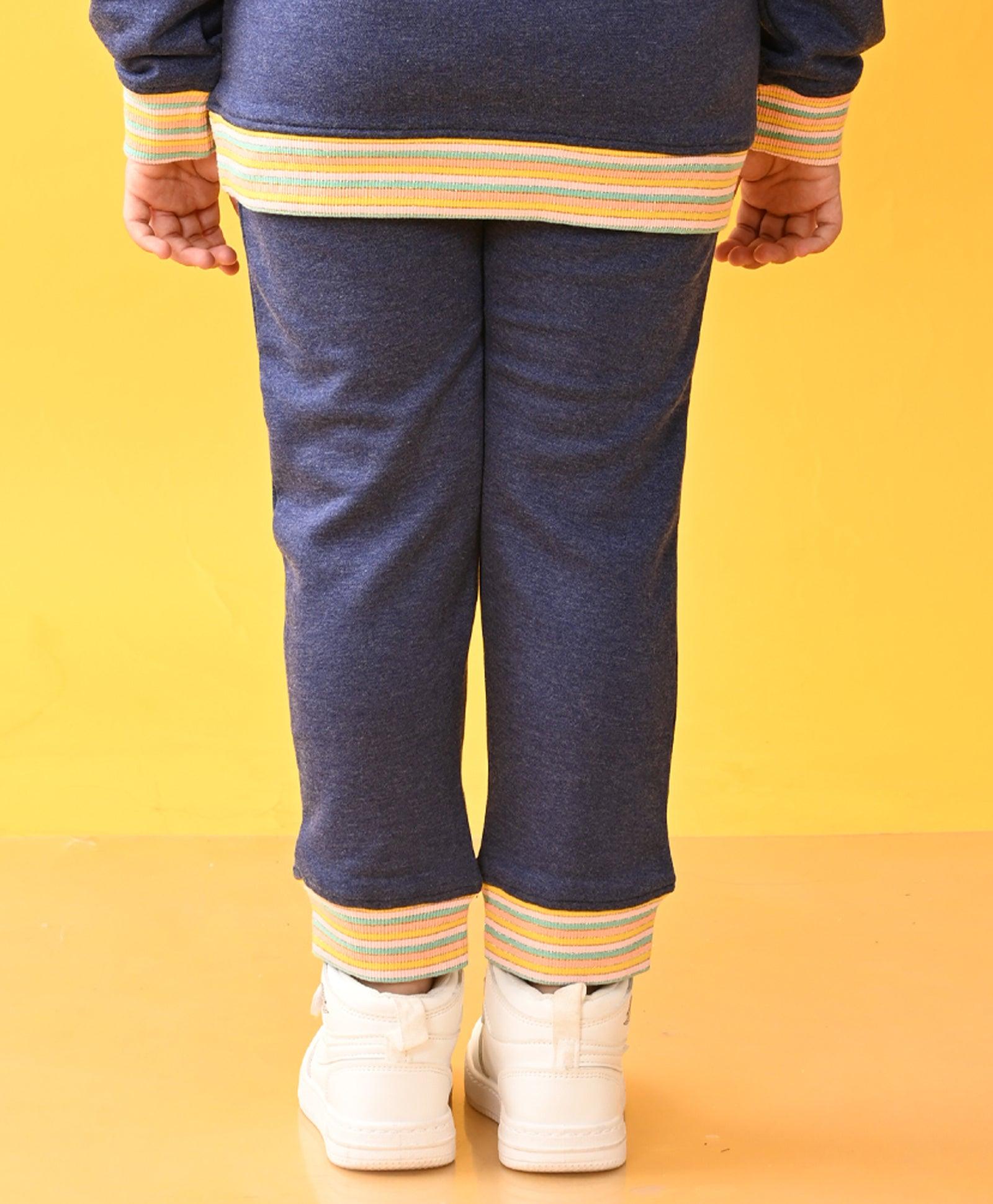 BLUE MELANGE FUN RIB TERRY GIRLS JOGGER D - BLUE - Anthrilo 