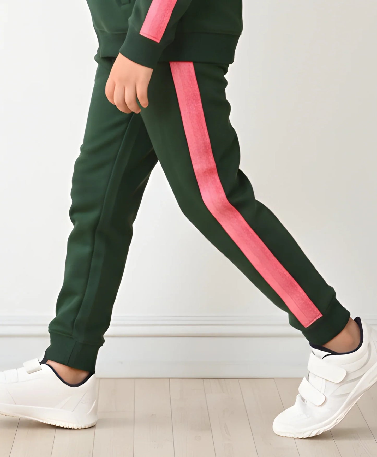 OLIVE FLEECE PINK GLITTER TAPE JOGGER - OLIVE