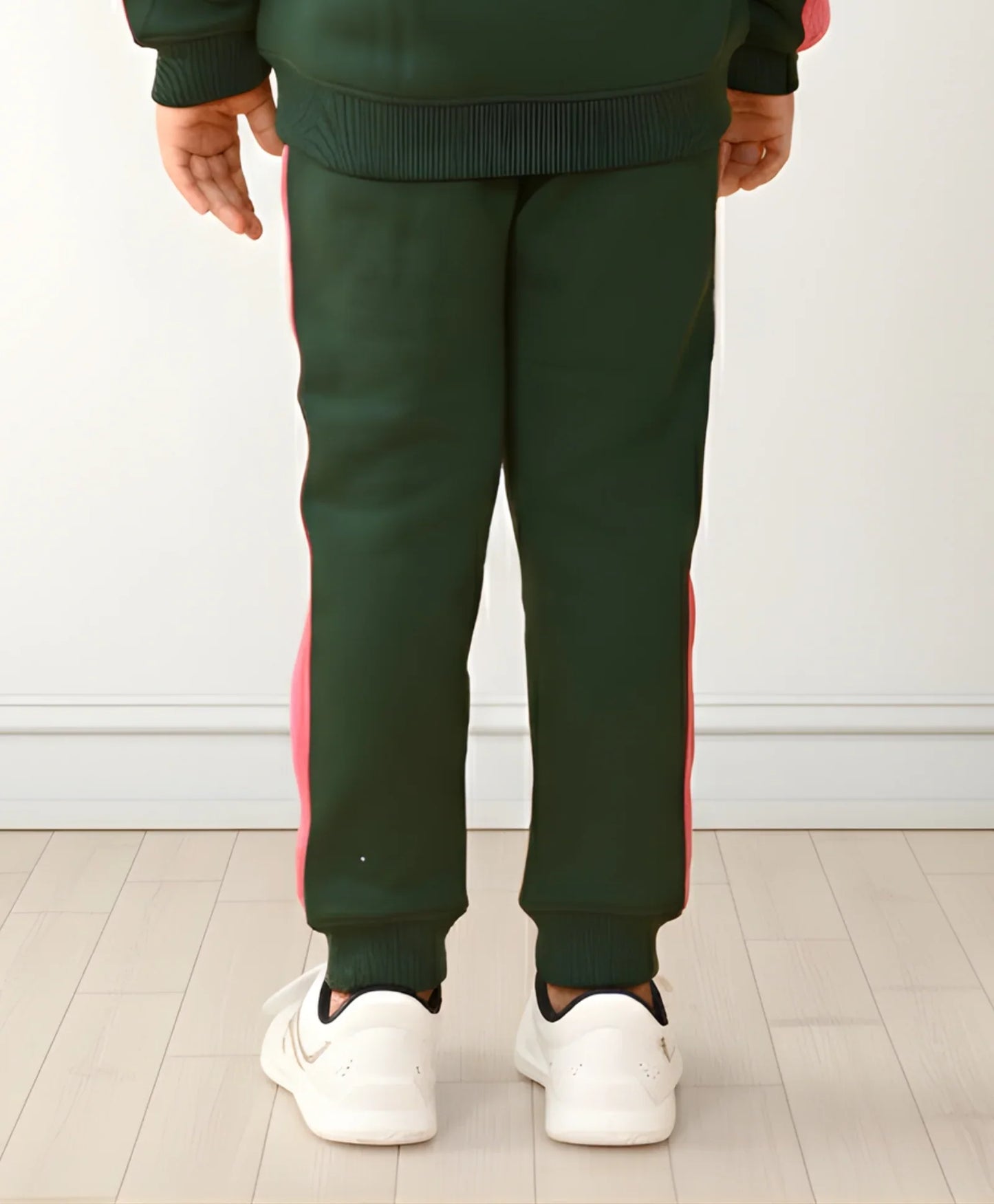 OLIVE FLEECE PINK GLITTER TAPE JOGGER - OLIVE
