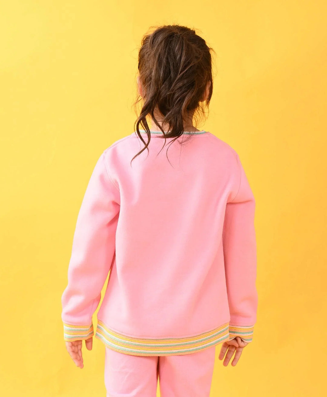 PINK SUNSHINE MULTICOLORED RIB FLEECE SWEATSHIRT - PINK - Anthrilo 