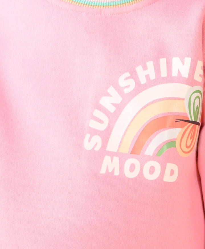 PINK SUNSHINE MULTICOLORED RIB FLEECE SWEATSHIRT - PINK - Anthrilo 