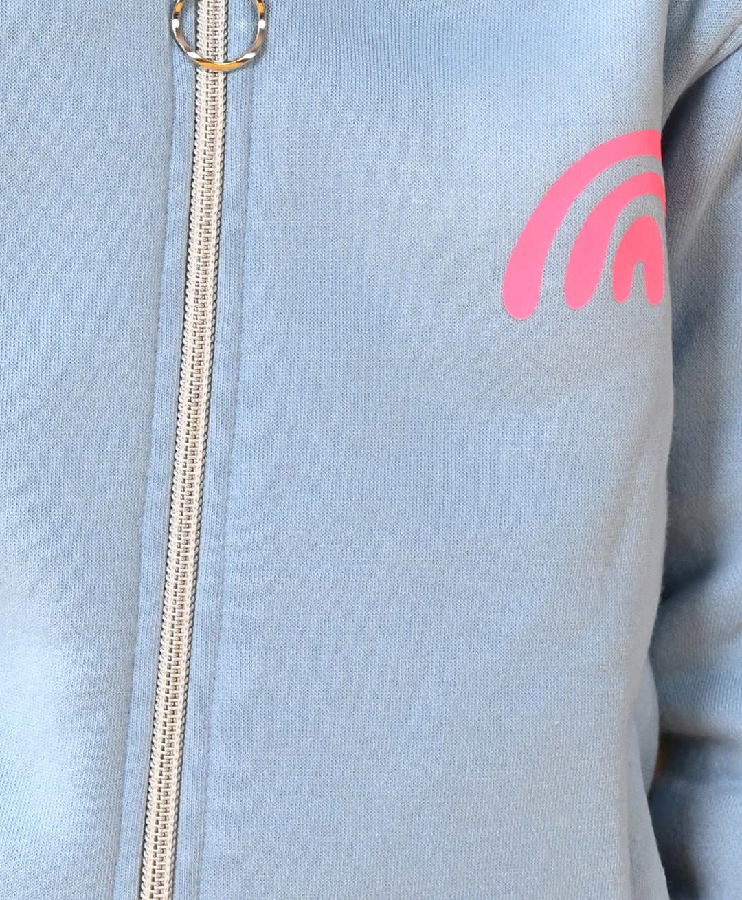 SKY FLEECE PINK GLITTER TAPE RAINBOW ZIPPER HOODIE - SKY - Anthrilo 