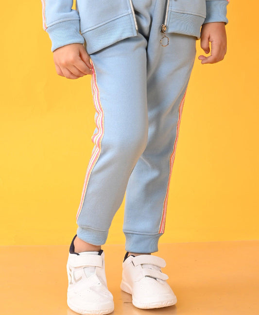 SKY FLEECE PINK GLITTER TAPE JOGGER - SKY - Anthrilo 