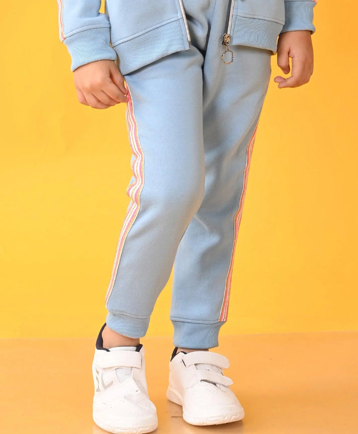 SKY FLEECE PINK GLITTER TAPE JOGGER - SKY - Anthrilo 