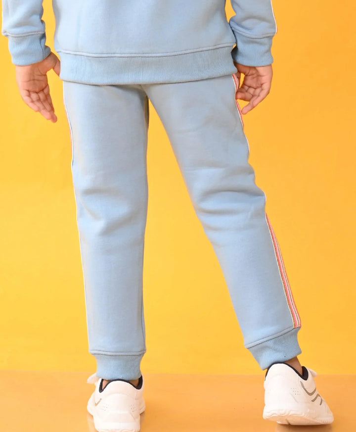 SKY FLEECE PINK GLITTER TAPE JOGGER - SKY - Anthrilo 