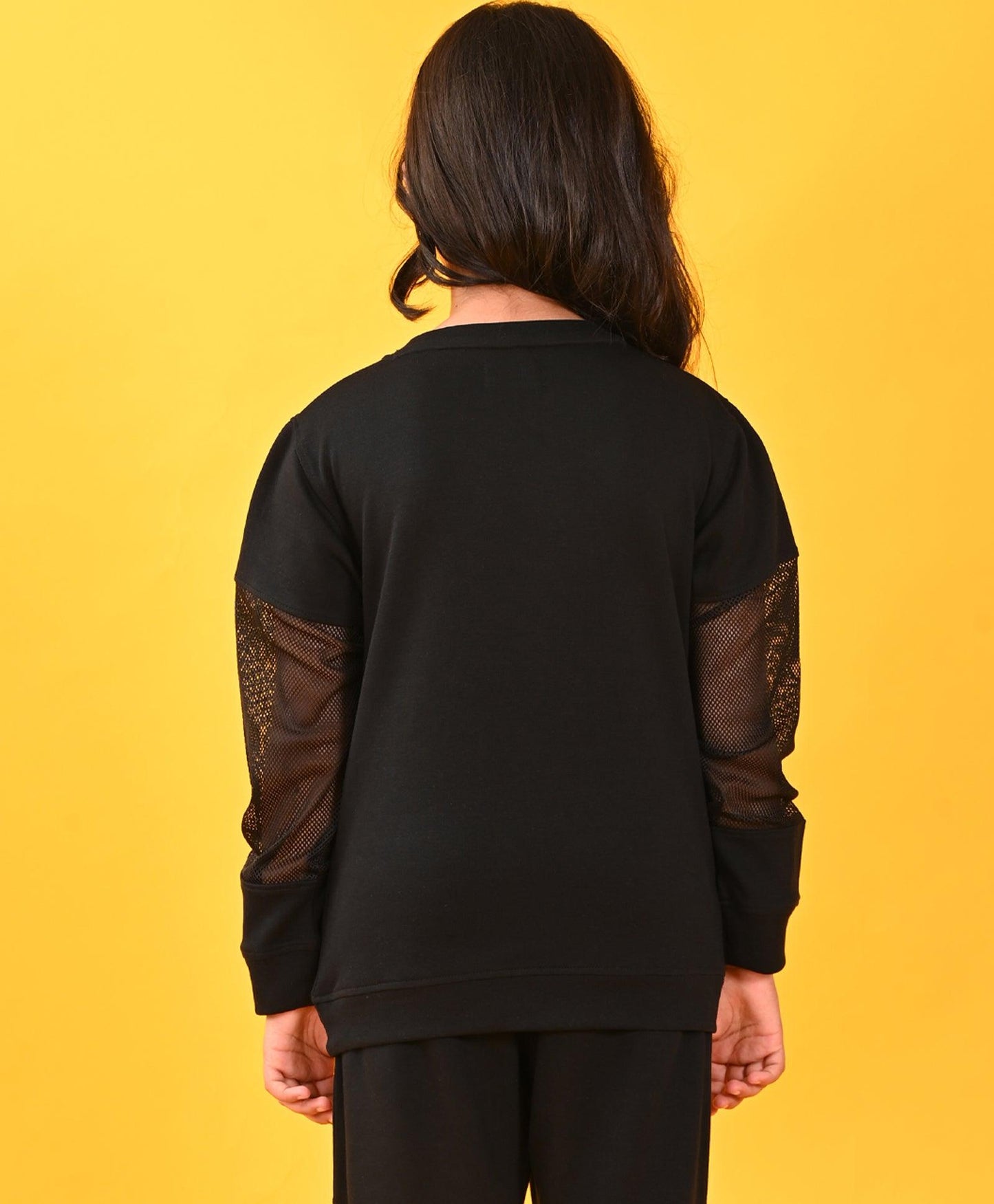 BLACK INTERLOCK NET SWEATSHIRT - BLACK