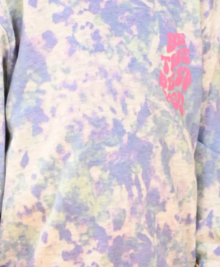 TIE DYE ECRU MELANGE TERRY SWEATSHIRT PINK FLEECE JOGGER SET - ECRU / PINK - Anthrilo 