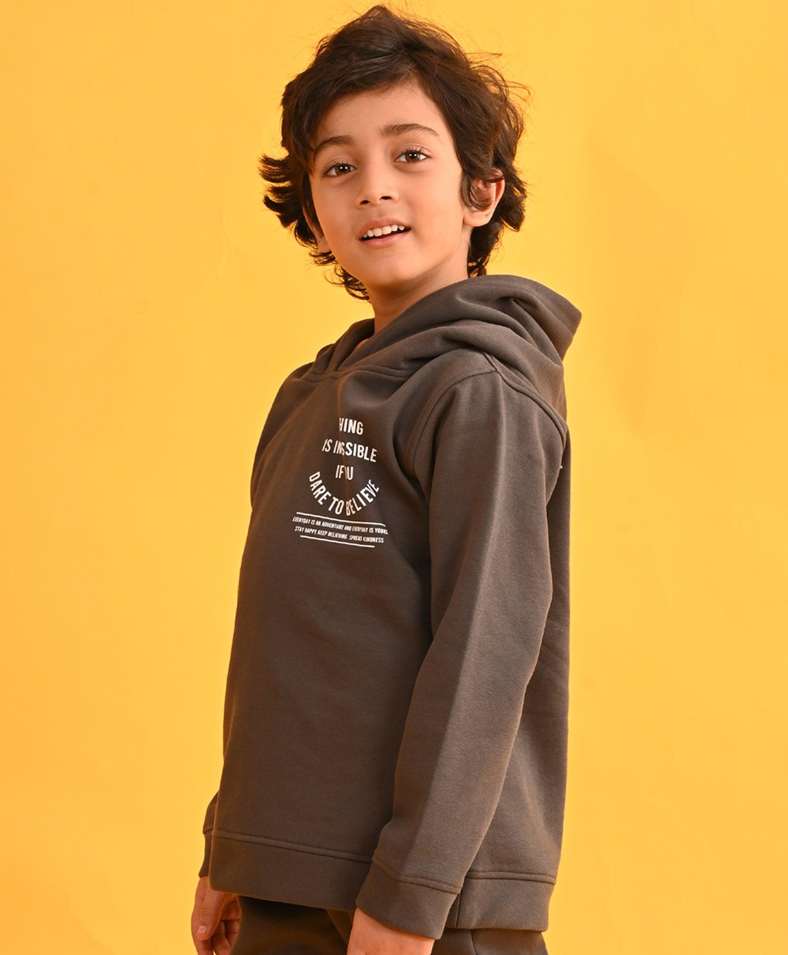 DARK GREY TMR FLEECE BOYS HOODIE - DARK GREY - Anthrilo 