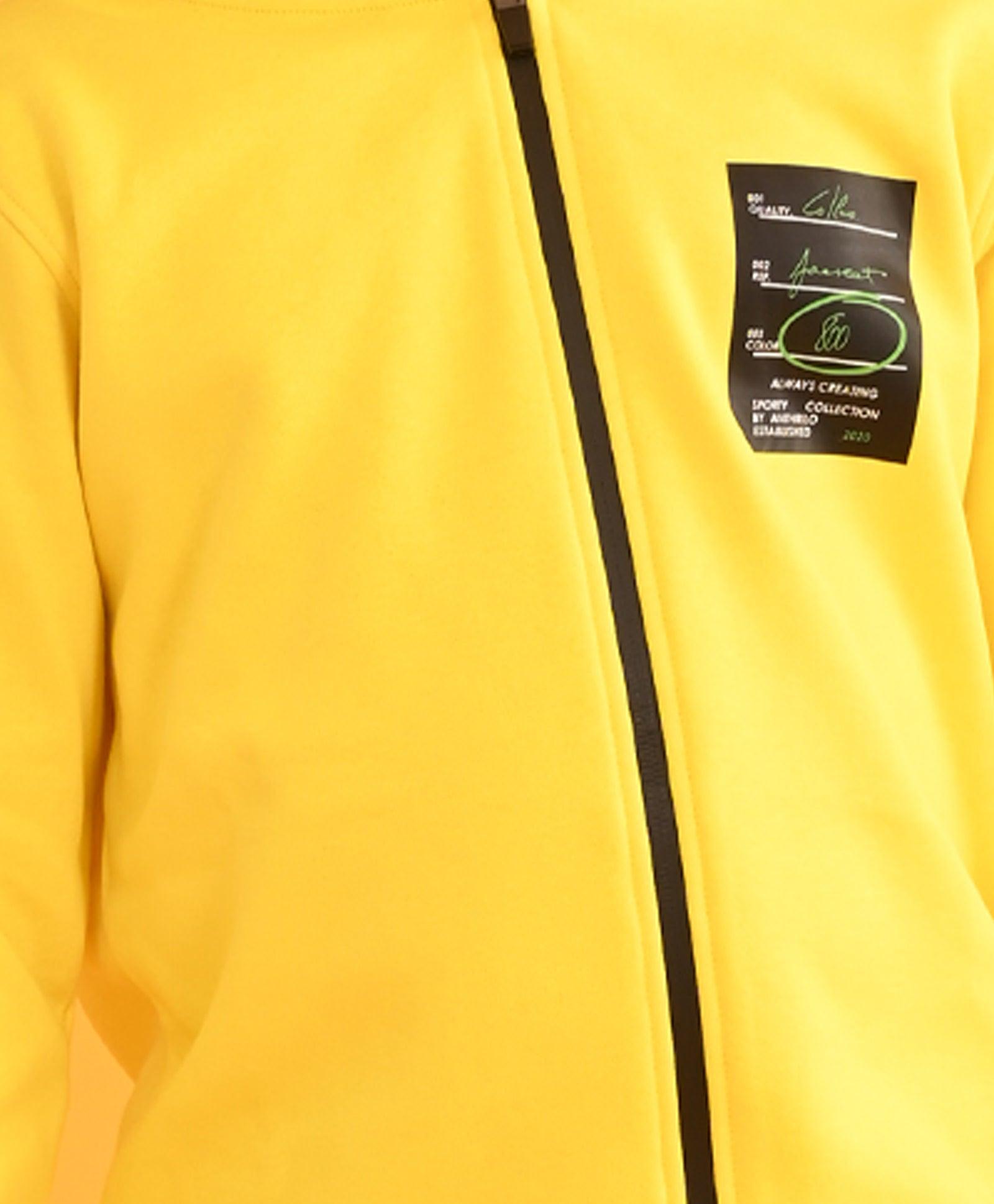 SPORTY COLLECTION YELLOW FLEECE HOODIE - YELLOW - Anthrilo 